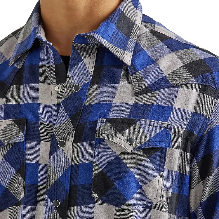 남성 코튼 플란넬 셔츠 기본 스타일 Ecruy 네이비 버건디 컬러 슬림 핏 패턴 플란넬 셔츠 남성용