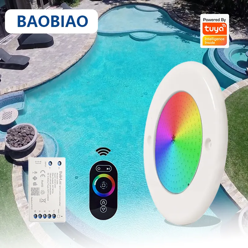 Venta caliente Ultra Slim IP68 Impermeable PC 3 Tamaño opcional RGBW Piscina Luz 12V Nicheless Sal Luz subacuática para piscina