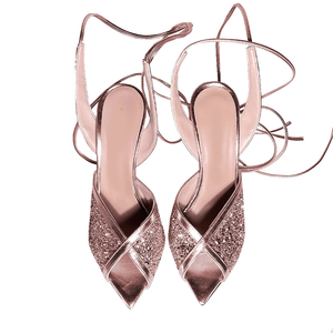 Chaussures de créateur 2026 <span class=keywords><strong>LUDOVICA</strong></span> GLITTER ROSE GOLD à bout pointu, à lacets, talon de 12 cm, sandales pour femmes pour dîner et soirée - Product Image 2