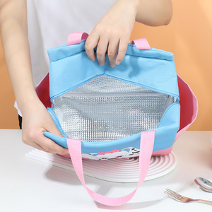 Cartoon Color Block <b>Childrens</b> Lunch <b>Bag</b> Large Capacity Insulated Portable For Outdoor <b>Travel</b> Office Use - Product Image 4