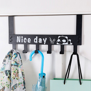 Perchero de puerta Nahe con 6 ganchos de metal, diseño de panda de dibujos animados, para guardar abrigos, sombreros y paraguas, gancho de pared para la entrada o el dormitorio. - Product Image 1