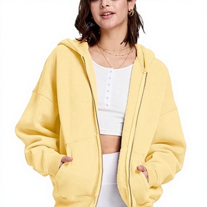 Sudadera con capucha para mujer, extragrande, lavado ácido, peso pesado 360 GSM, 100% algodón polar, cremallera completa, estilo vintage, impermeable, chaqueta de moda de invierno - Product Image 2