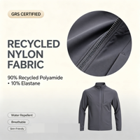 Veste légère pour homme en nylon recyclé, coupe-vent, imperméable, respirante, à séchage rapide, avec fermeture éclair et col montant, entièrement zippée, pour activités de plein air et usage décontracté