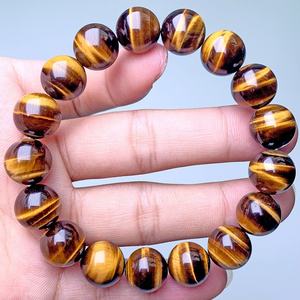 سوار حجر عين النمر الأصفر الطبيعي ، عين البرق الصفراء عين القط سوار حجر ، حجر تحول خشبي كريستال أصفر - Product Image 2