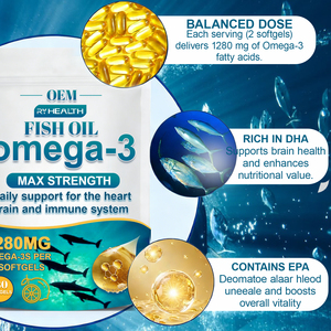 Complément alimentaire à base d'huile de poisson Healthy Care, qualité supérieure, oméga 3 1200 mg EPA + 900 mg DHA, 1000 mg d'oméga 3, gélules molles - Product Image 4