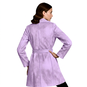 Chaqueta de Moto Vintage para Mujer, de Cuero de Oveja Premium, Ecológica, Impermeable, Corte Largo y Ajustado - Product Image 4