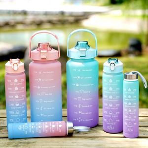 ขวดน้ำพลาสติก BPA สำหรับเล่นกีฬาออกกำลังกายขวดน้ำ3อิน1สำหรับยิมกลางแจ้ง - Product Image 2