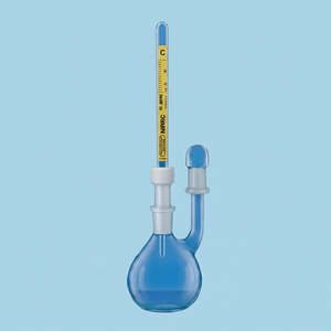 Pyknomètre en verre borosilicaté avec thermomètre intégré, flacon de laboratoire 10-100 ml, résistant aux produits chimiques, pour la mesure de la densité - Product Image 1