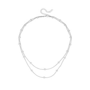 Chaîne à billes et chaîne serpent polies, double couche, en acier inoxydable, bijoux pour femmes - Product Image 2