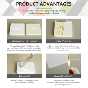 Nhà Máy Giá corians Trắng rắn bề mặt tấm nhựa acrylic Đá Nhân Tạo tinh khiết Acrylic bề mặt rắn trên bán - Product Image 2