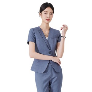 Women's Professional Summer Suit Set Short Sleeve Polyester Cotton Hotel Uniform Elegant Formal Workwear - Product Image 5