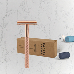 <span class=keywords><strong>Rasoir</strong></span> pour le visage à double lame en acier inoxydable pour femmes, rose gold, tête <span class=keywords><strong>de</strong></span> rasage écologique et sûre - Product Image 3