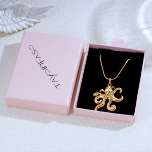 Collier pendentif pieuvre plaqué or 304 316, design animal de dessin animé en alliage, chaîne serpent, bijoux unisexe pour usage quotidien - Product Image 6