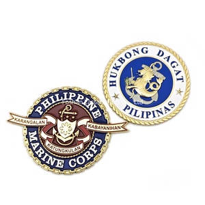 Venta al por mayor precio de fábrica personalizado chapado en oro esmalte duro suave masonería filipina Hukbong Dagat emblemas de coche - Product Image 4