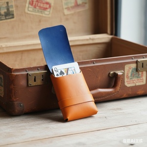 Boshiho Retro Leather Storage Poker Box Clubs Single Deck <b>Playing</b> <b>Card</b> Holder Travel Leather <b>Card</b> Deck Case - Product Image 2
