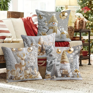 Housses de coussin personnalisées de Noël en 100 % polyester – Douces et polyvalentes pour la maison, l'extérieur et l'hôtel, avec fermeture éclair moderne - Product Image 6