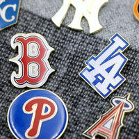 Badges de baseball pour enfants de haute qualité en gros, New York Yankees & Los Angeles Dodgers, alliage plaqué argent