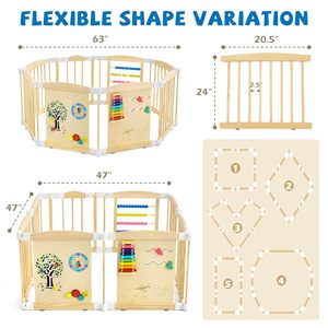 Parque infantil de madera maciza transpirable y plegable para bebés y niños pequeños, ideal para sala de estar, orgánico y natural, parque infantil grande de madera. - Product Image 5