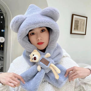 Femmes hiver ski extérieur chapeau mignon Camouflage dessin animé imprimé épais col en peluche long moelleux coupe-vent chaud fausse fourrure imprimé - Product Image 2