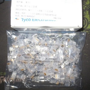 ขั้วต่อ Tyco Electronics RJ45 8P8C แบบไม่มีฉนวนหุ้ม ทำจากทองแดงผสม 8 แกน สำหรับสายเชื่อมต่อเครือข่าย - Product Image 1