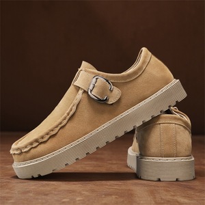 Zapatos de Cuero Casuales para Hombre, Estilo Británico Retro, Sin Cordones, Diseño Sólido, Transpirables, Antideslizantes, Otoño 2025 - Product Image 1