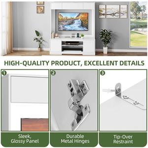 Meuble TV mural moderne en bois blanc de grande taille avec rangement pour salon - Product Image 4