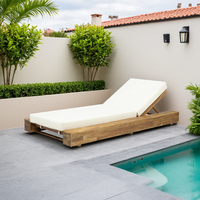 Nouveau style de fauteuil de lounge moderne Lit d'hôtel Mobilier de piscine en bois d'extérieur Chaise longue de plage