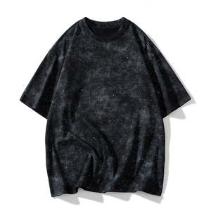 T-shirt à manches courtes personnalisé avec logo, motif ciel étoilé d'été, vêtements américains grande taille pour hommes, coupe ample, respirant. - Product Image 3