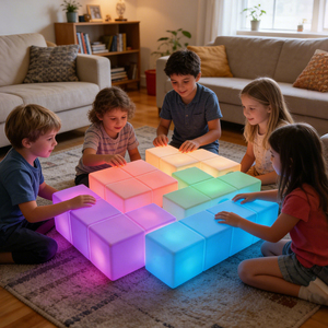 Blocs lumineux LED Montessori, ensemble de briques <span class=keywords><strong>Tetris</strong></span>, jeu interactif parent-enfant, jouet de construction créatif pour l'apprentissage précoce des tout-petits - Product Image 5