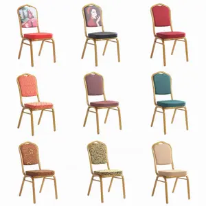 Cadeiras empilháveis de metal para eventos, chairs de conferência em alumínio para eventos, chairs de banquete para eventos, chairs de banquete VIP em ouro vermelho, ideal para eventos, em grande venda