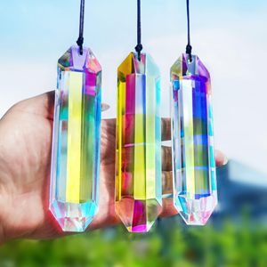 Suncatchers kristal pembuat pelangi cerah warna-warni liontin kristal Menara tongkat Aura malaikat pelangi alami persegi panjang - Product Image 1
