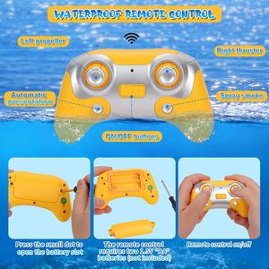 Barco de juguete <span class=keywords><strong>RC</strong></span> con rociador de niebla de rotación de 360 grados, lancha submarina de 2,4G para niños, nivel eléctrico de plástico para principiantes - Product Image 4