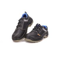 Bottes de travail AOXIANG à embout d'acier - Tige en cuir véritable, semelle extérieure en PU, doublure en maille, anti-perforation, pour usage en usine, construction hivernale, coupe basse