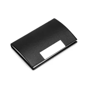 个性化黑色名片夹pu皮革铝金属名片盒卡片收纳器