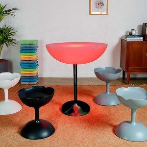 Mesa <span class=keywords><strong>de</strong></span> Bar LED Iluminada, Silla <span class=keywords><strong>de</strong></span> Bar LED RGB <span class=keywords><strong>de</strong></span> Plástico Multicolor para Cafetería, Silla <span class=keywords><strong>de</strong></span> Jardín LED para Club Nocturno, Bar, <span class=keywords><strong>Parque</strong></span> - Product Image 2