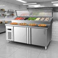 Table de préparation réfrigérée BOVALSEN en acier inoxydable 201 de 460 L avec bacs GN pour la préparation de salades et la restauration