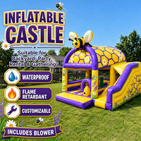 Château gonflable commercial avec toboggan pour enfants, combo château gonflable et toboggan, maison de rebond gonflable pour location de fête et jardin