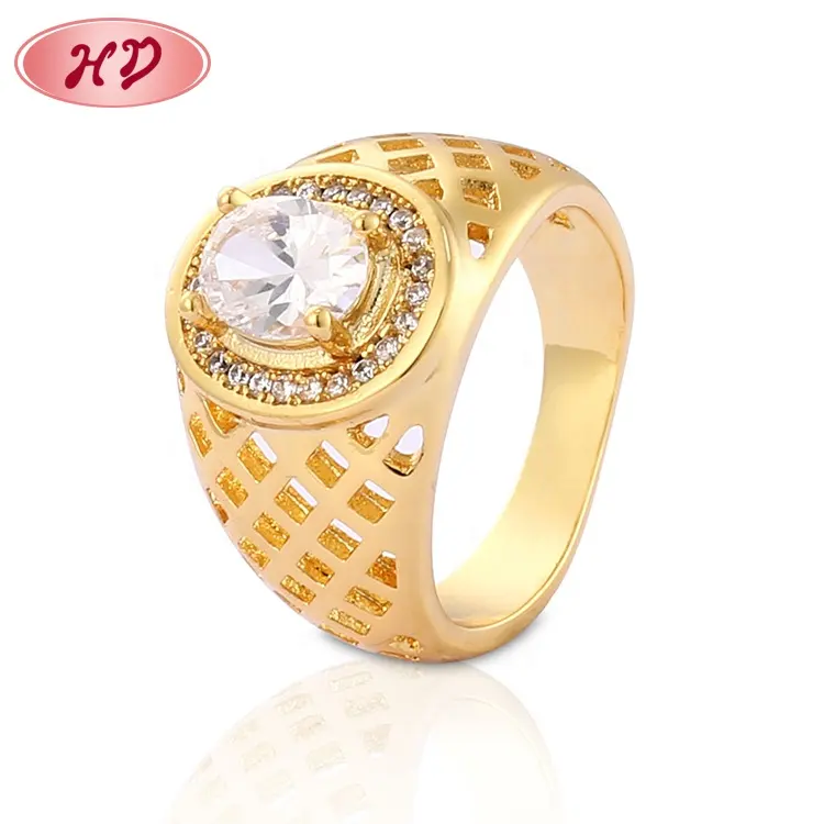 Trending Arabic Gold Jewellery Designs For Men Gold Plated Ring With Zircon