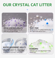 Formule sans poussière, désodorisation 48 heures, produit le plus récent et populaire, litière en gel de silice cristallin pour chat