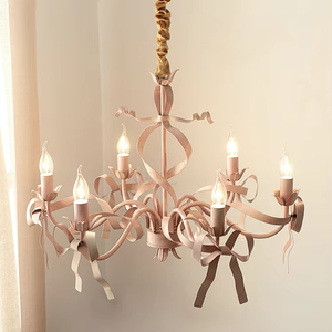 Principessa francese moderna semplice <span class=keywords><strong>lampadario</strong></span> con fiocco rosa italiano per la camera da letto della ragazza soggiorno o casa negozio di abbigliamento - Product Image 1