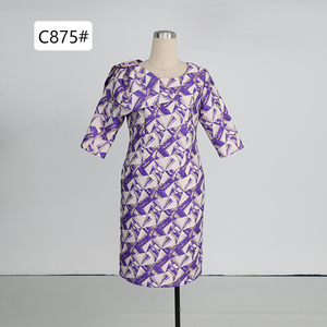 Costume de cérémonie pour femme grande taille, motif nœud papillon géométrique violet et or, idéal pour l'église et les événements - Product Image 5