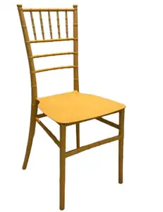 סיטונאי מתכת כסאות טיפאני פלסטיק נפוליאון ניתן לערום משומש צ'יאווארי אירוע שרף זהב כיסא טיפאני עם כרית לחתונה