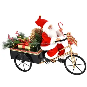 40Cm Ngồi Ba Bánh Santa Claus Âm Nhạc Trong Với Đồ Trang Trí Bao Tải Xmas Cây Trang Trí Kỳ Nghỉ Bộ Sưu Tập Bức Tượng Mục Màu Đỏ Nhà