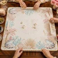 Tapis de Mahjong Classique Style Grand-Mère Côtier en Tissu Jacquard Résistant à l'Eau et Écologique, Durable et Portable pour 2 à 4 Joueurs