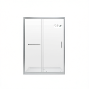 Cabine de douche coulissante simple 60L x 72H avec cadre chromé et verre trempé 6mm, design contemporain - Product Image 1