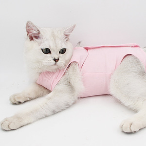 Traje de recuperación postoperatoria <span class=keywords><strong>para</strong></span> gatos, mono suave anti-lamido <span class=keywords><strong>para</strong></span> heridas abdominales de gatas y gatitos - Product Image 1