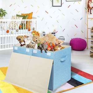 Large <b>Collapsible</b> Toy <b>Storage</b> <b>Box</b> with Lid & Handles - Kids Organizer Chest for Toys Clothes - Product Image 2