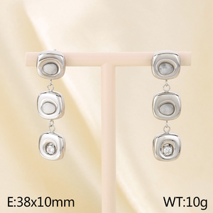 Boucles d'oreilles pendantes longues JAJGI pour femme, tendance, irrégulières, creuses, en laiton massif plaqué or 18 carats, style fête - Product Image 3