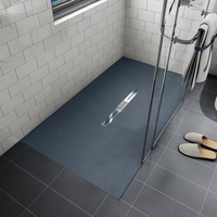 Receveur de douche rectangulaire antidérapant en résine de pierre, style européen, avec drain central, en SMC