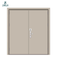 Porte sur mesure à double battant en acier inoxydable avec panneau vitré, style Mid-Century Modern, colonne romaine, coupe-feu, insonorisation, résistance à l'eau